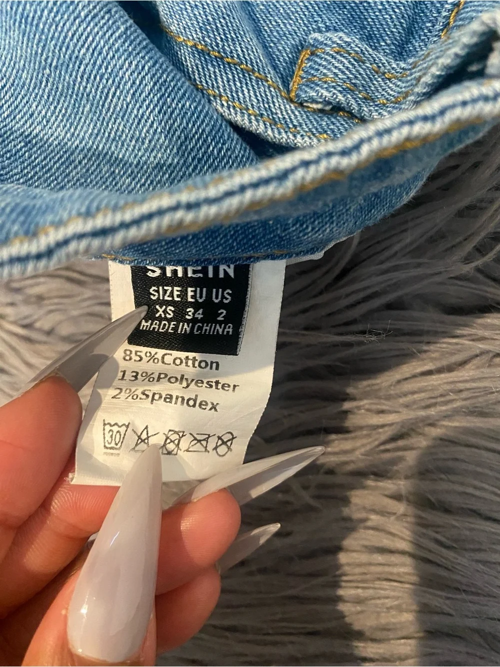 SHEIN Light Blue Distressed Denim Mini Skirt XS petite